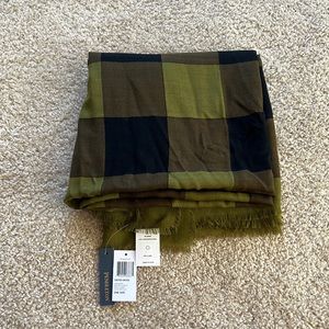 Pendleton Oversized Buffalo Check Wool Scarf Olive NWT